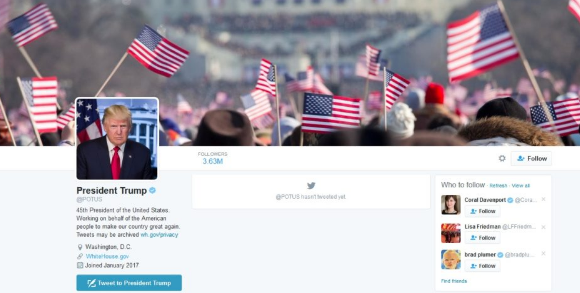 Trumps Twitterkonto innan det ändrades Washington Posts skärmdump