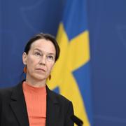 Olivia Wigzell presenteras som nu generaldirektör för Folkhälsomyndigheten vid en pressträff på fredagen.