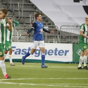 Lech Poznans Jakub Kaminski Jakub jublar efter 0-2 i 89:e minuten under onsdagens fotbollsmatch kval till Europa League andra omgången mellan Hammarby och Lech Poznan på Tele2 Arena