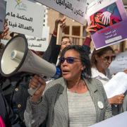 Demonstranter i Rabat, Marocko.