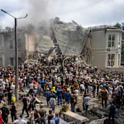 Barnsjukhuset Okhmatdyt attackerades sommaren 2024. Minst 20 personer dog. 