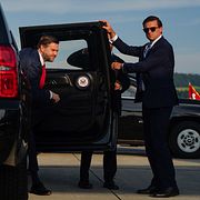 En bild på vicepresident JD Vance, som träffade iranska företrädare i Schweiz förra veckan.