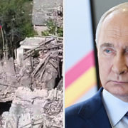 Rysk flagga i Ukraina/Vladimir Putin.