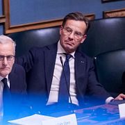 Islands president Kristrún Mjöll Frostadóttir, Norges statsminister Jonas Gahr Støre  och Sveriges statsminister Ulf Kristersson i Helsingfors, 27 oktober.