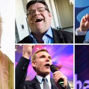 Lena Mellin, Timo Soino, Jimmie Åkesson, Kristian Thulesen Dahl och Siv Jensen.