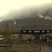 Bild på Kebnekajse fjällstation från 10-tiden på söndagen.