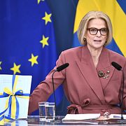Finansminister Elisabeth Svantesson (M) presenterar vårbudgeten.