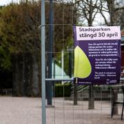 Stadsparken i Lund var stängd under årets valborg.