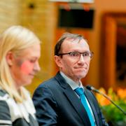 Espen Barth Eide (till höger) på en pressträff med Sveriges och Finlands utrikesministrar Tobias Billström och Elina Valtonen.