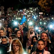 Stora demonstrationer till stöd för den mördade journalisten Ján Kuciak och hans fästmö Martina Kusnirova i Bratislava i mars.  