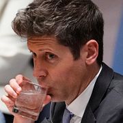 Open AI:s vd Sam Altman i FN:s generalförsamling i går.