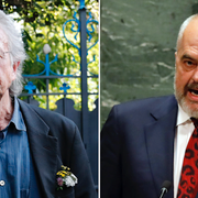 Författaren Peter Handke och Albaniens premiärminister Edi Rama. 