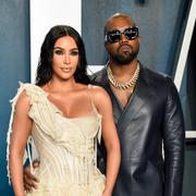 Kim Kardashian och Kanye West. Arkivbild