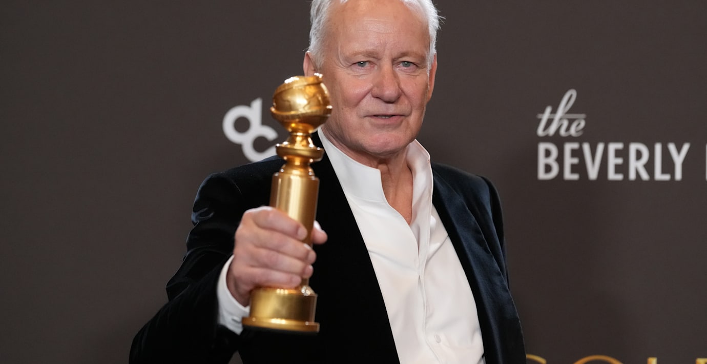 Stellan Skarsgård tog emot en Golden Globe under natten svensk tid.