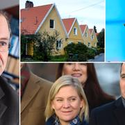 Arkivbilder: Borg, finansminister Magdalena Andersson (S), statsminister Stefan Löfven (S) och Jimmie Åkesson (SD).