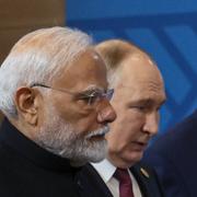 Narendra Modi, Vladimir Putin och Xi Jinping. 