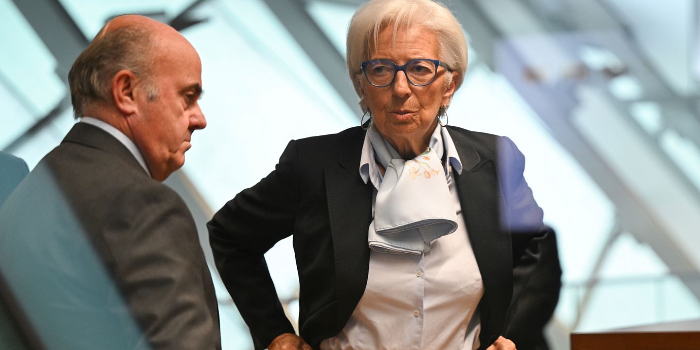 Christine Lagarde till höger, ECB-chef.