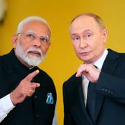 Indiens premiärminister Narendra Modi och Rysslands president Vladimir Putin. Arkivbild från 2023.