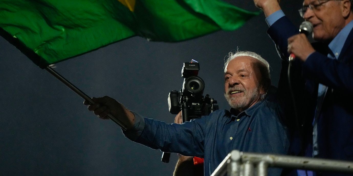 Brasiliens president Luiz Inacio Lula da Silva på valnatten.