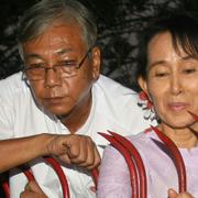 Htin Kyaw och Aung San Suu Kyi.