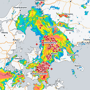 Karta över urladdningar över södra Sverige.