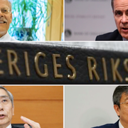 Riksbankens ordförande Stefan Ingves, BOE:s ordförande Mark Carney, BOJ:s ordförande Haruhiko Kuroda och PBOC:s ordförande Yi Gang.