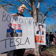 En protest mot Tesla-chefen Elon Musk i USA. 