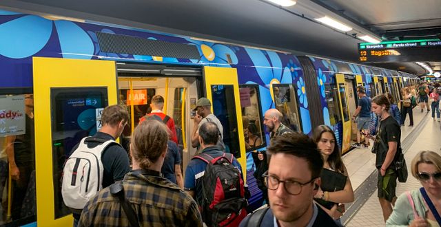 Sverigedemokraternas reklam i Stockholms tunnelbana inför valet. Anna Nordström/TT