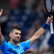 Novak Djokovic under US Open på måndagen. 