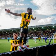 
 Häckens Ibrahim Sadiq jublar efter 1-0.