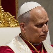 Påve Leo XIV under en mässa i Vatikanen. Arkivbild.