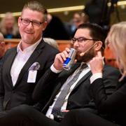Sverigedemokraternas partiledare Jimme Åkesson med flera under partiets landsdagar i Karlstad.
