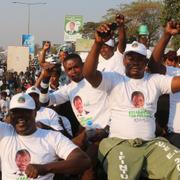 Supportrar till den nytillträdde presidenten Edgar Lungu.