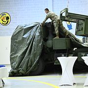 Arkivbild: M142 Himars står uppställd på Upplands flygflottilj F16 i samband med undertecknandet av det fördjupade svensk-finska försvarssamarbetet.