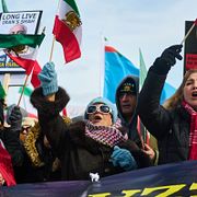 Jubel under demonstration i kanadensiska Richmond Hills på lördagen.