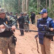 Thailändska arméns minröjare nära gränsen till Kambodja. 