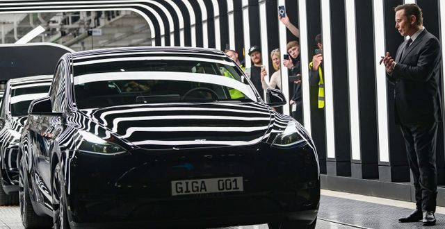 Arkivbild: Invigningen av Teslas tyska fabrik, mars 2022.  Patrick Pleul / AP