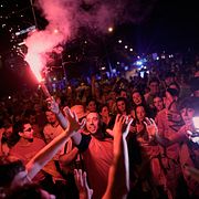 Spanska fans i Madrid efter guldet.