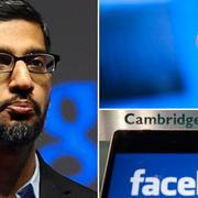 Arkivbilder: Sundar Pichai, Facebooks Mark Zuckerberg vittnar i kongressen.