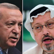  Turkiets president Erdogan. Jamal Khashoggi. Saudiarabiens kronprins Mohammed Bin Salman.