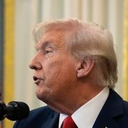 Donald Trump i Vita huset på torsdagskvällen. 