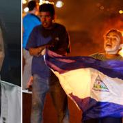 Nicaraguas president Daniel Ortega/En demonstrant i Managua. 