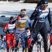 Frida Karlsson i vitt under dagens lopp.