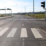 Polisavspärrning efter explosionen.