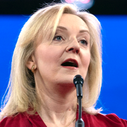 Tidigare premiärminister Liz Truss/Rysslands president Vladimir Putin.