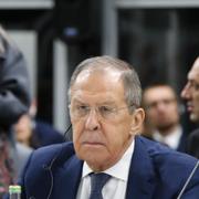 Sergej Lavrov under mötet. 