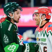 Färjestads Linus Johansson och Frölundas Joel Lundqvist efter matchen i går.