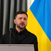 Ukrainas president Volodymyr Zelenskyj och Nederländernas premiärminister Dick Schoof.