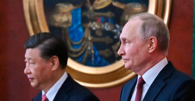 Kinas ledare Xi Jinping och Rysslands Vladimir Putin.  Grigory Sysoyev / AP