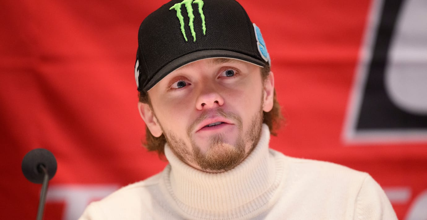 Oliver Solberg håller pressdag på Grand Hotel i Stockholm inför premiären i rally-VM. 